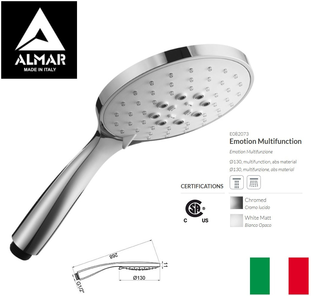 ALMAR Emotion E082073 Multi-function 3-way extra large handshower 130mm G 1/2"