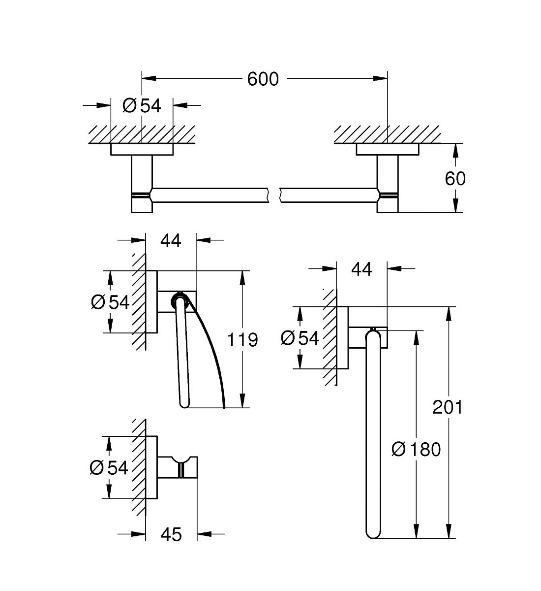 Grohe Essentials 40776001 Master bathroom accessories set 4-in-1