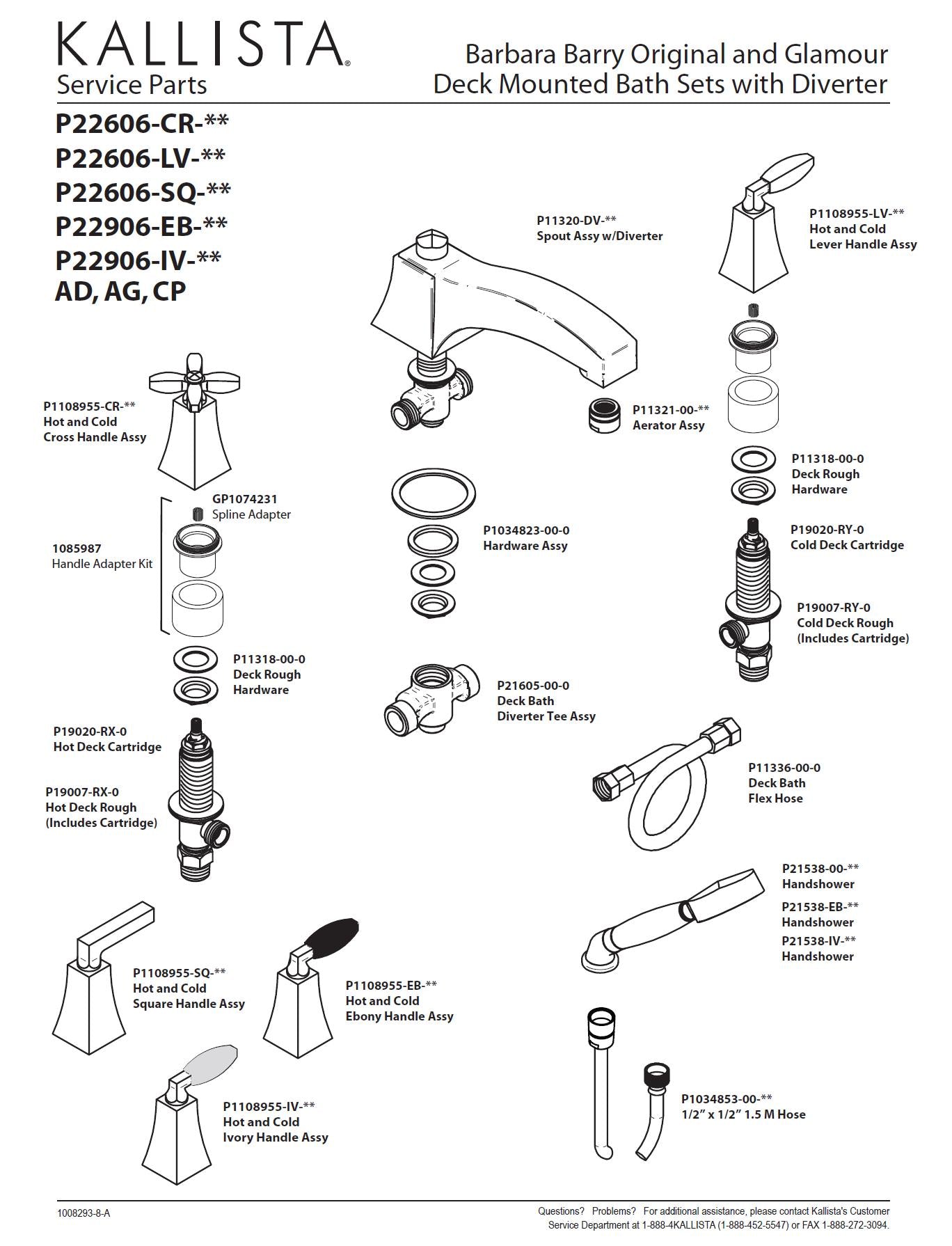 KALLISTA Glamour by Barbara Barry P21538-00-CP handshower w/2M metal shower hose