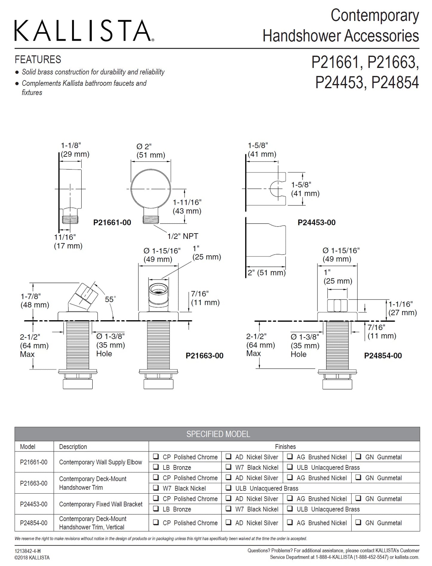 Kallista P21663-00-AD Bath/Deck-Mount Handshower Trim in Nickel Silver