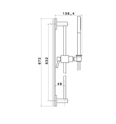 Newform "Base" 4057 completed shower set w/wall union, handshower, shower hose