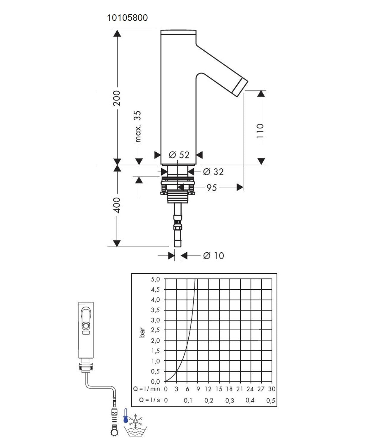 Hansgrohe Axor Starck 10105800 Stainless Steel electronic basin mixer