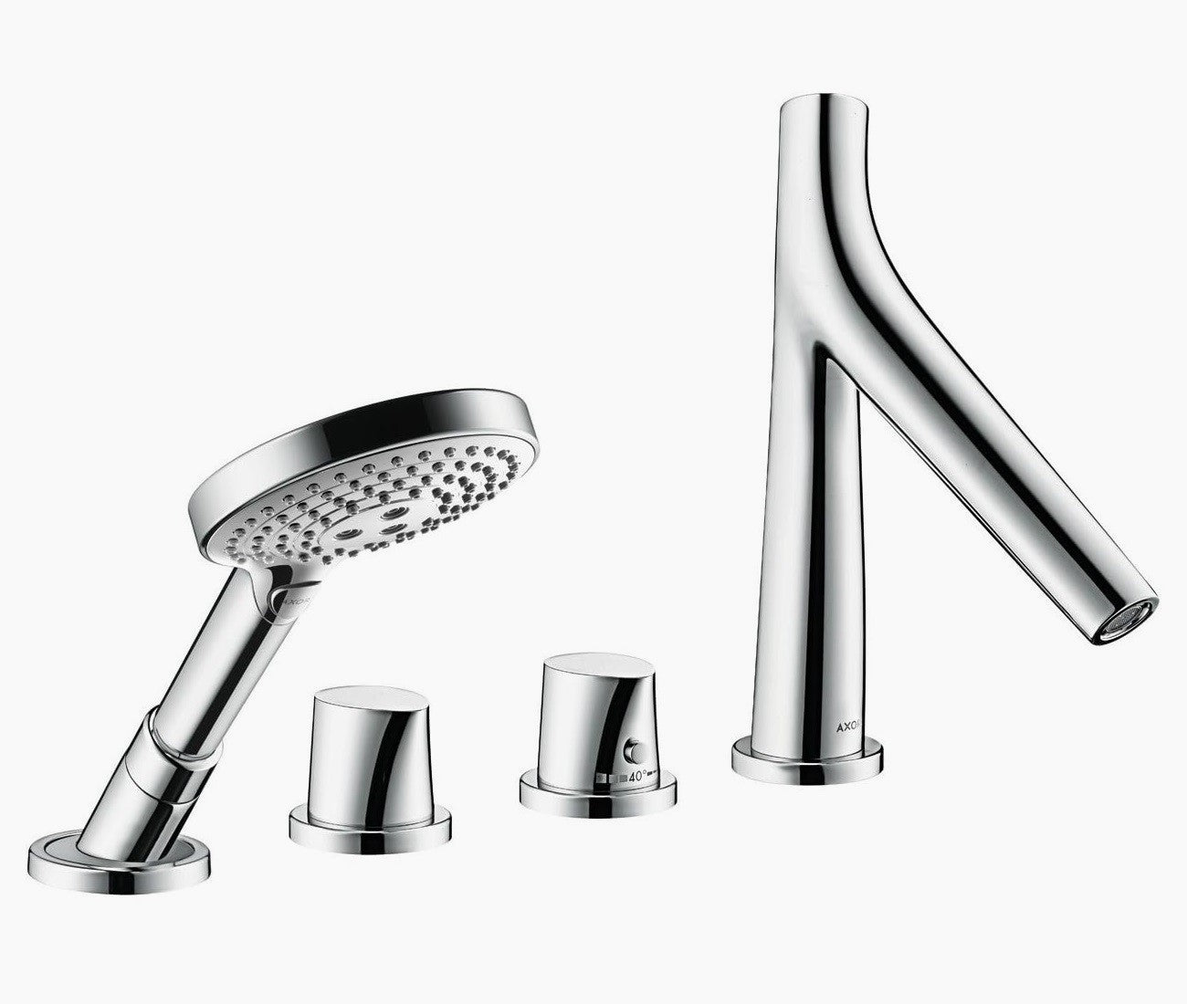 Hansgrohe Axor Starck Organic 12425000 4-Hole Thermostatic Bath Mixer w/15460180 Basic Set