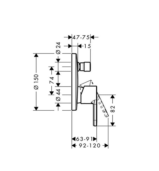 Hansgrohe Metropol S 14465000 concealed W.M single lever bath mixer