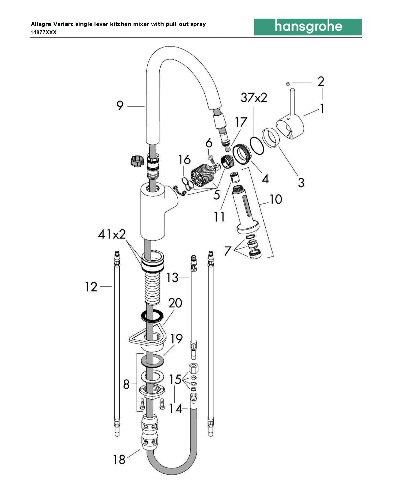 Hansgrohe Allegra-Variarc 14877000 Pull-Out 360° Swivel Spout Kitchen Mixer. in Chrome Finish