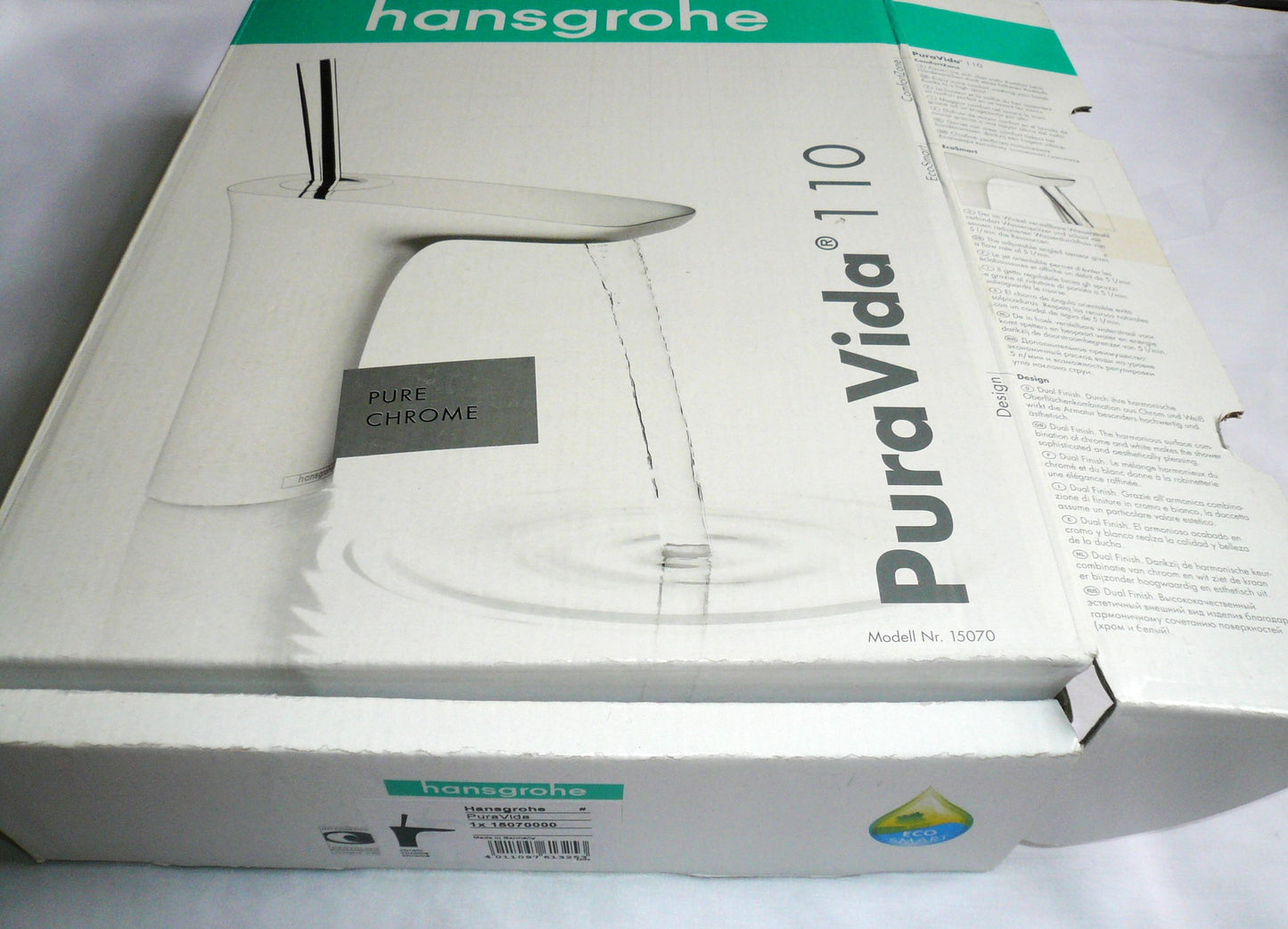 Hansgrohe PuraVida 15070000 single lever basin mixer 110 w/push-open waste set