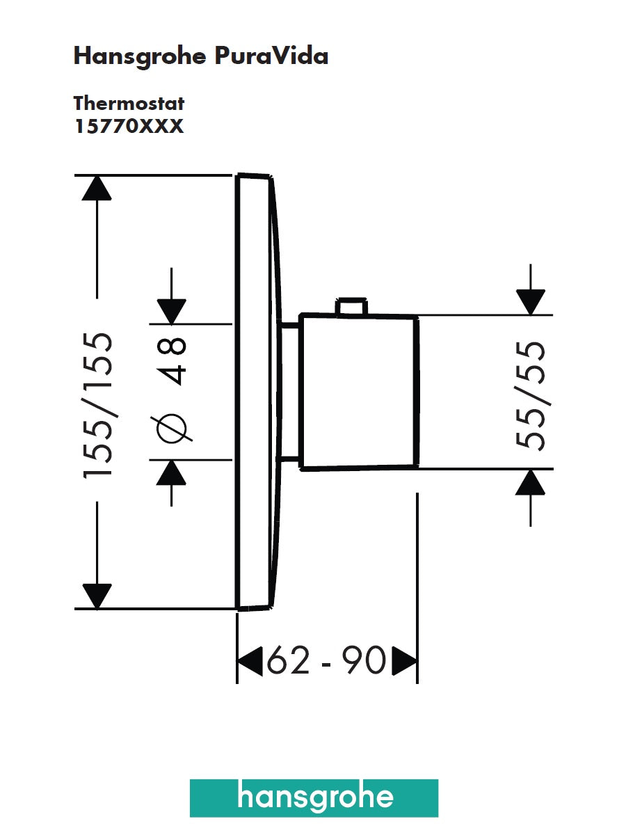 Hansgrohe PuraVida 15770000 Thermostatic Mixer for Concealed Installation