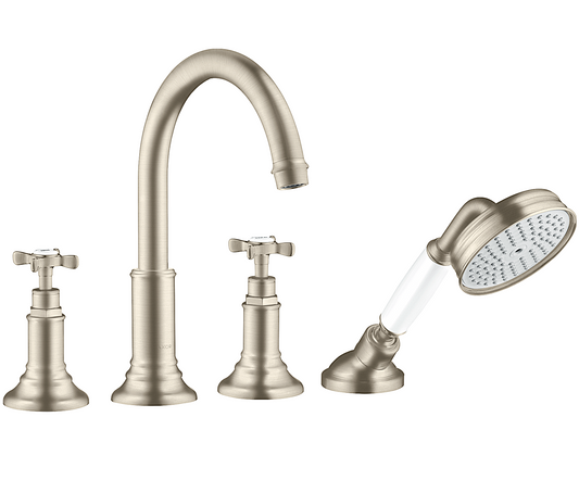 Hansgrohe Axor Montreux 16546820 4-hole rim mounted bath mixer w/cross handles in Brushed Nickel Finish