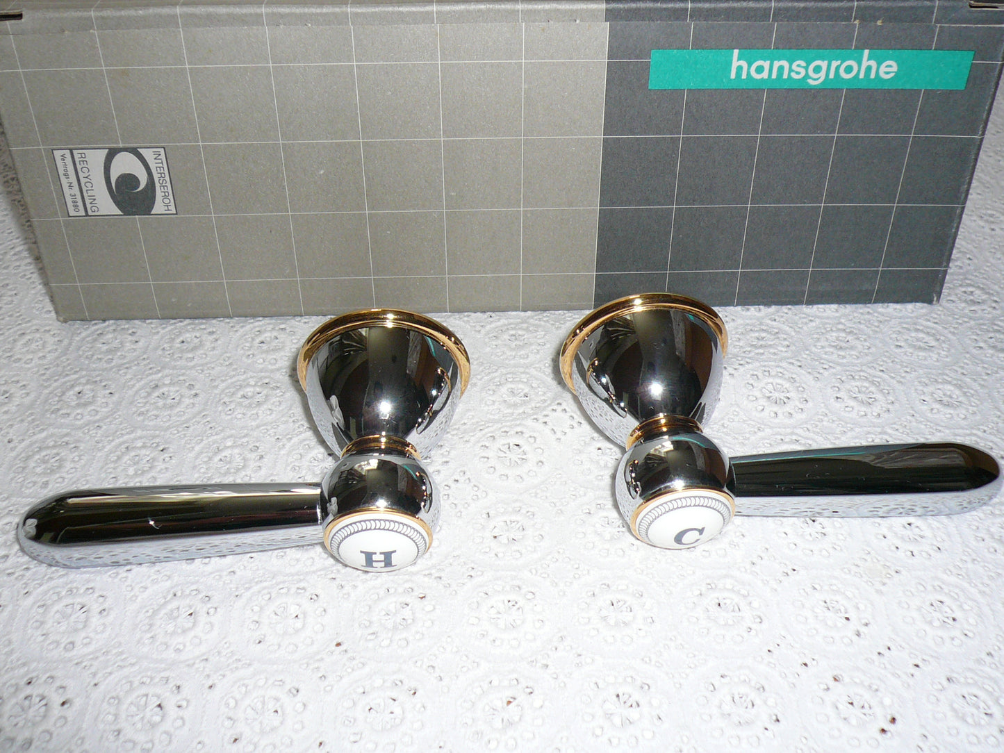 Hansgrohe AXOR Carlton 17295090+17296090 Pairs of lever handle for "Axor Carlton" series's basin/bidet/bath faucets. Chrome/Gold-Optic