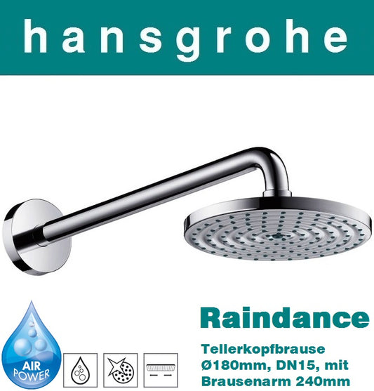 Hansgrohe Raindance 27471000 Overhead Completed Shower Set w/Shower Arm DN15