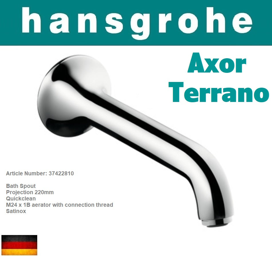 Hansgrohe AXOR Terrano 37422810 Bath spout 220mm w/connecting thread+aerator