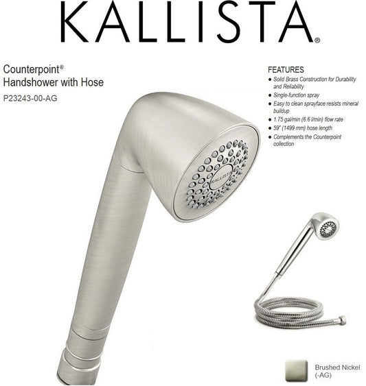 Kallista Counterpoint by Barbara Barry P23243-00-AG Handshower w/59" Shower Hose in Brushed Nickel