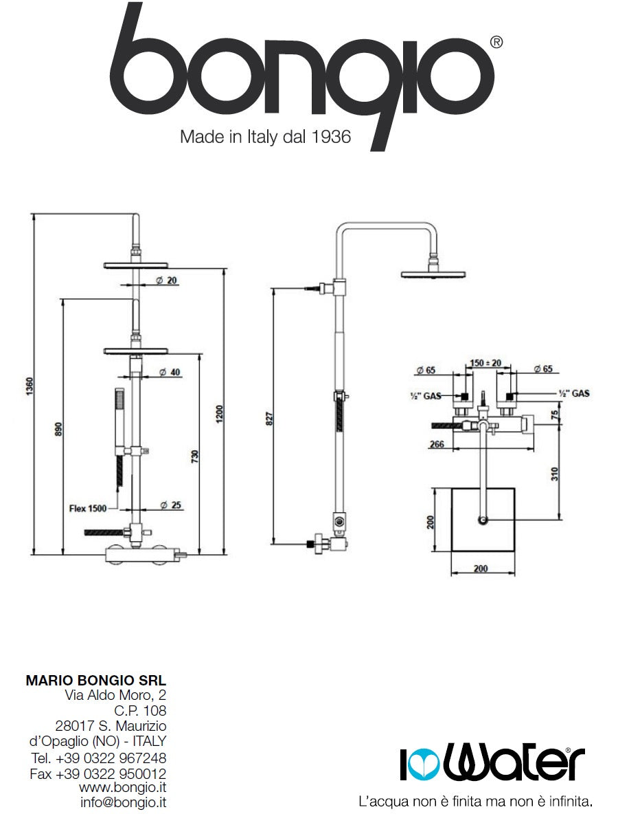 Bongio "Domino" 43537CR0D Shower mixer complete set