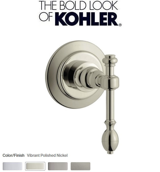 Kohler IV Georges Brass K-T10682-4-SN Transfer Valve Trim with Lever Handle in Vibrant Polished Nickel