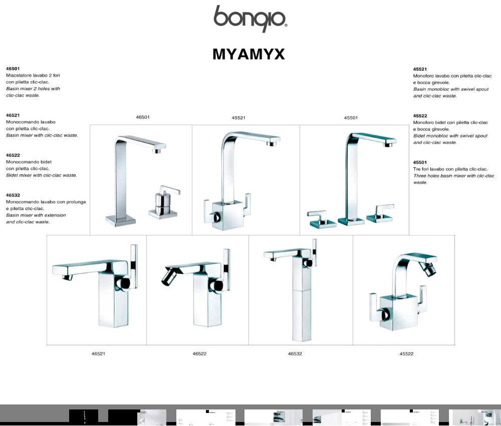 Bongio Myamyx 46580CR00 2-holes kitchen sink mixer w/swivel spout & 600mm WRAS cert hose