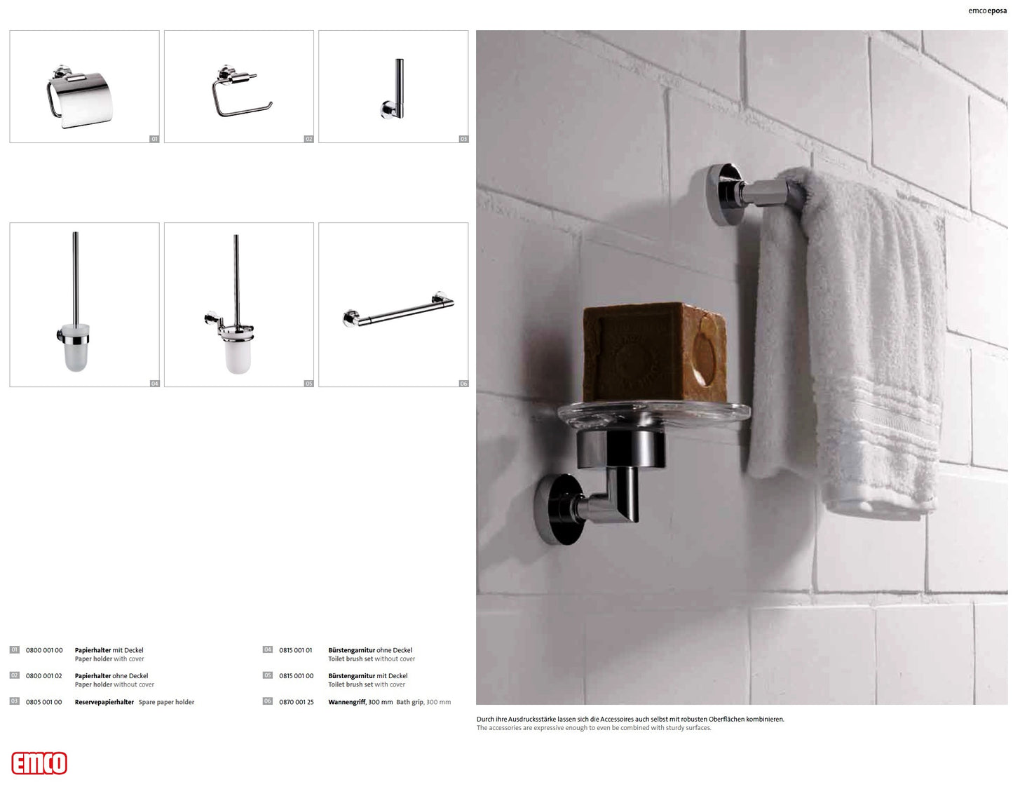 EMCO "Eposa" S0861-ISO Bath Towel Holder 400mm w/Decor Set