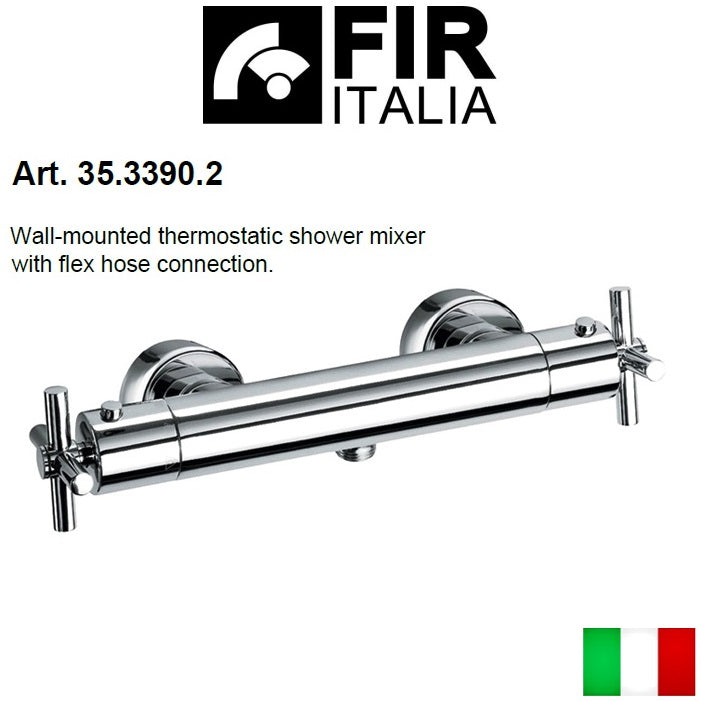 FIR Cora 353390210 Wal Mounted Two Cross Handles Thermostatic Shower Mixer