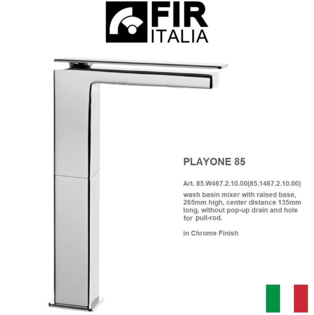 FIR "Playone" 85.W467.2.10.00 Tall wash basin mixer w/raised base 265mm high