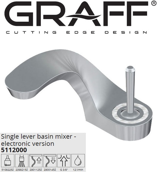 Graff Ametis 5112000 Basin Mixer Electronic Version w/Led + Push-open drain waste