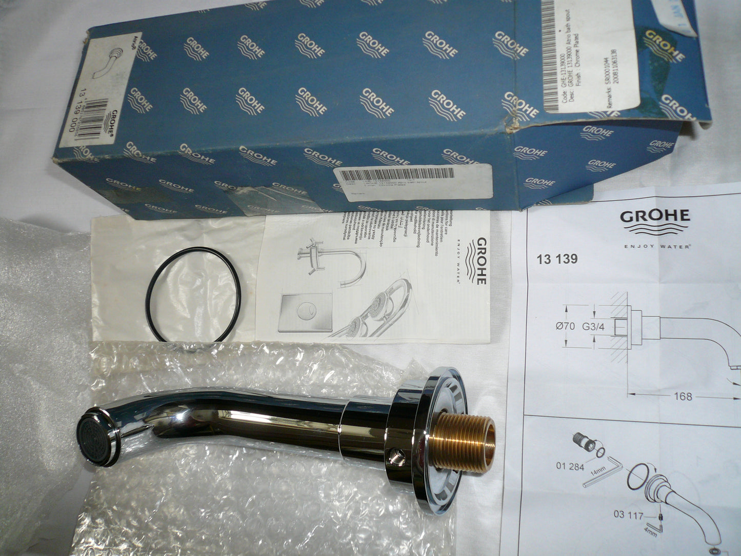 Grohe Atrio 13139000 W.M Bath Spout 168mm Projection w/Mousseur G 3/4