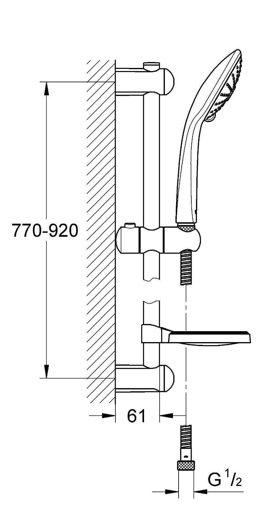 Grohe Euphoria 27226001 3-spray massage shower set 900mm w/1750mm shower hose