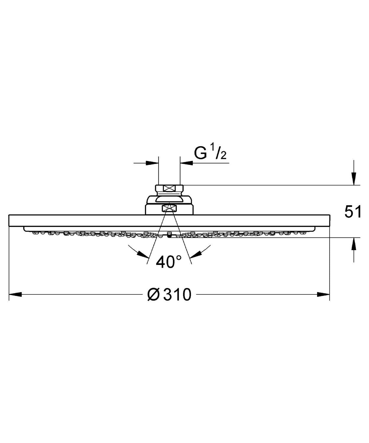 Grohe 27477000 Rainshower Cosmopolitan head shower 310mm w/Grohe 27488000 shower arm 275mm in Chrome Finish