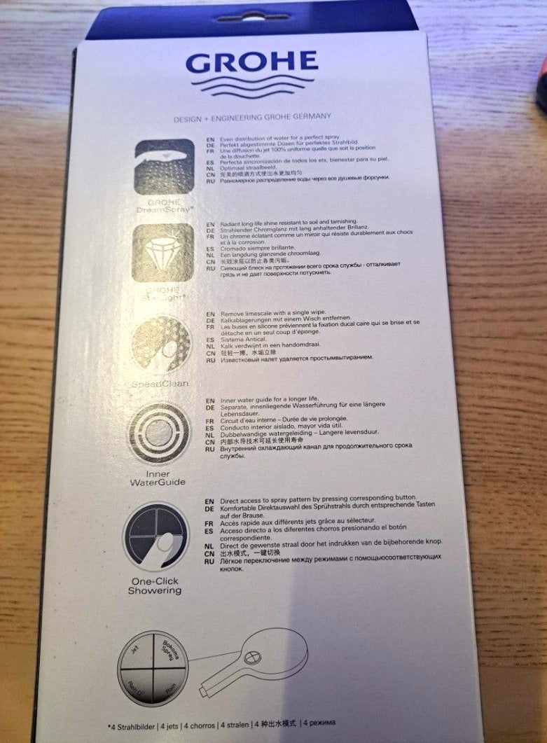 Grohe Power&Soul Cosmopolitan 4+ Sprays Extra Large 130mm HandShower G1/2"