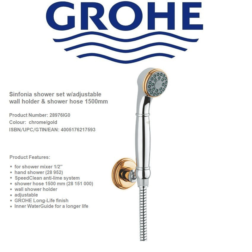 Grohe Sinfona 28976IG0 Shower set w/adjustable wall holder & shower hose 1500mm