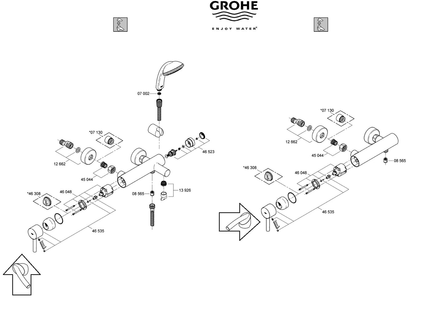 Grohe "Essence/Tenso"(special version) 33624000 wall mounted single lever bath and shower mixer. in GROHE StarLight® Chrome Finish