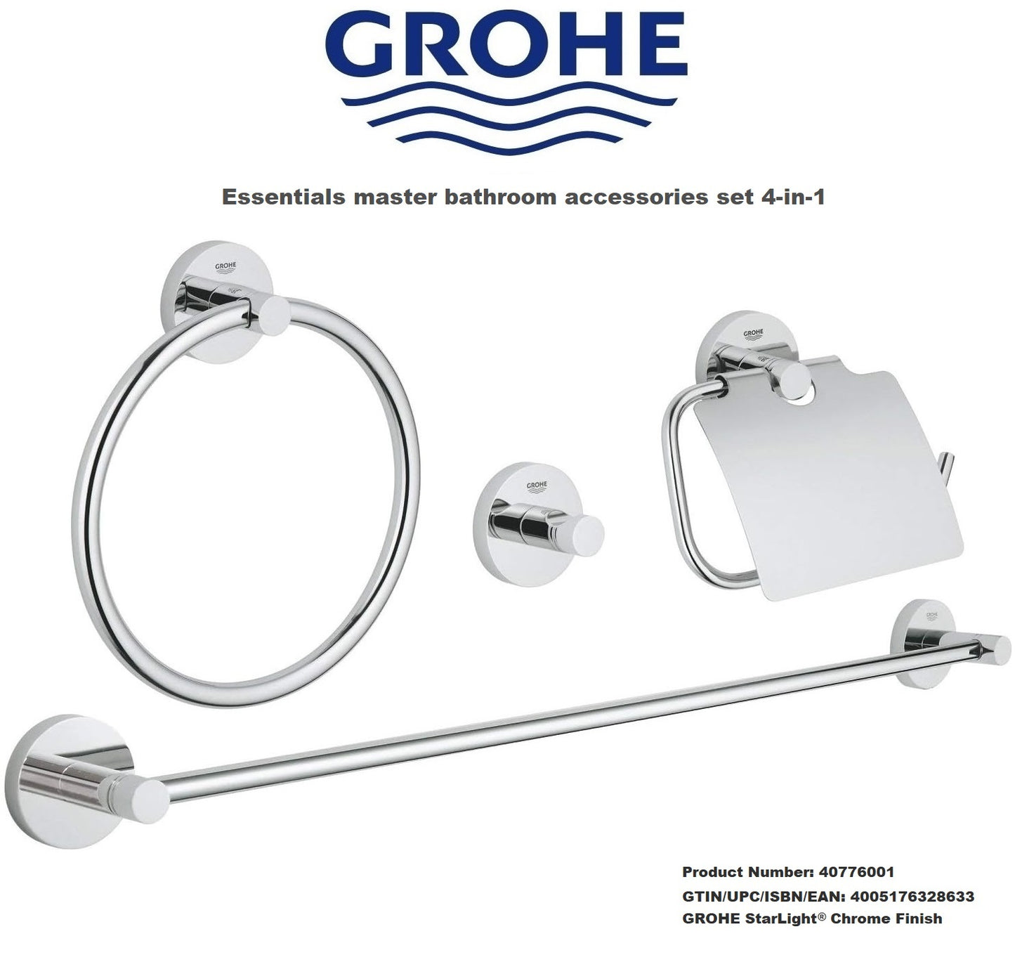 Grohe Essentials 40776001  Master bathroom accessories set 4-in-1