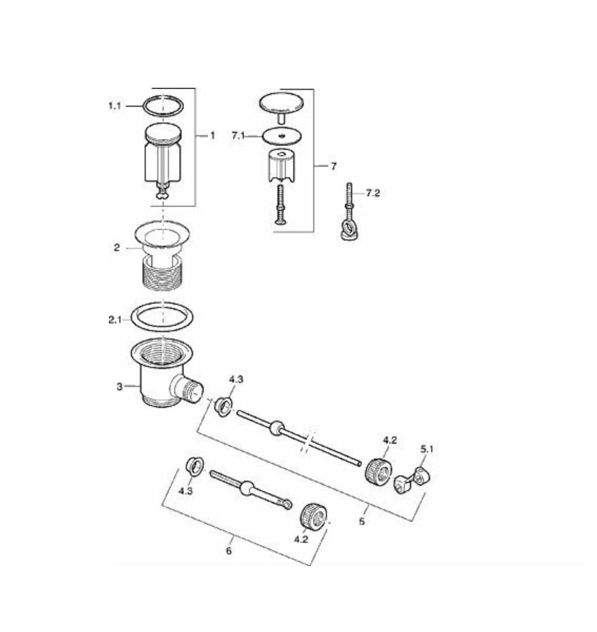 HANSA 59911441 metal pop-up waste w/plug for Hansa basin or bidet faucets