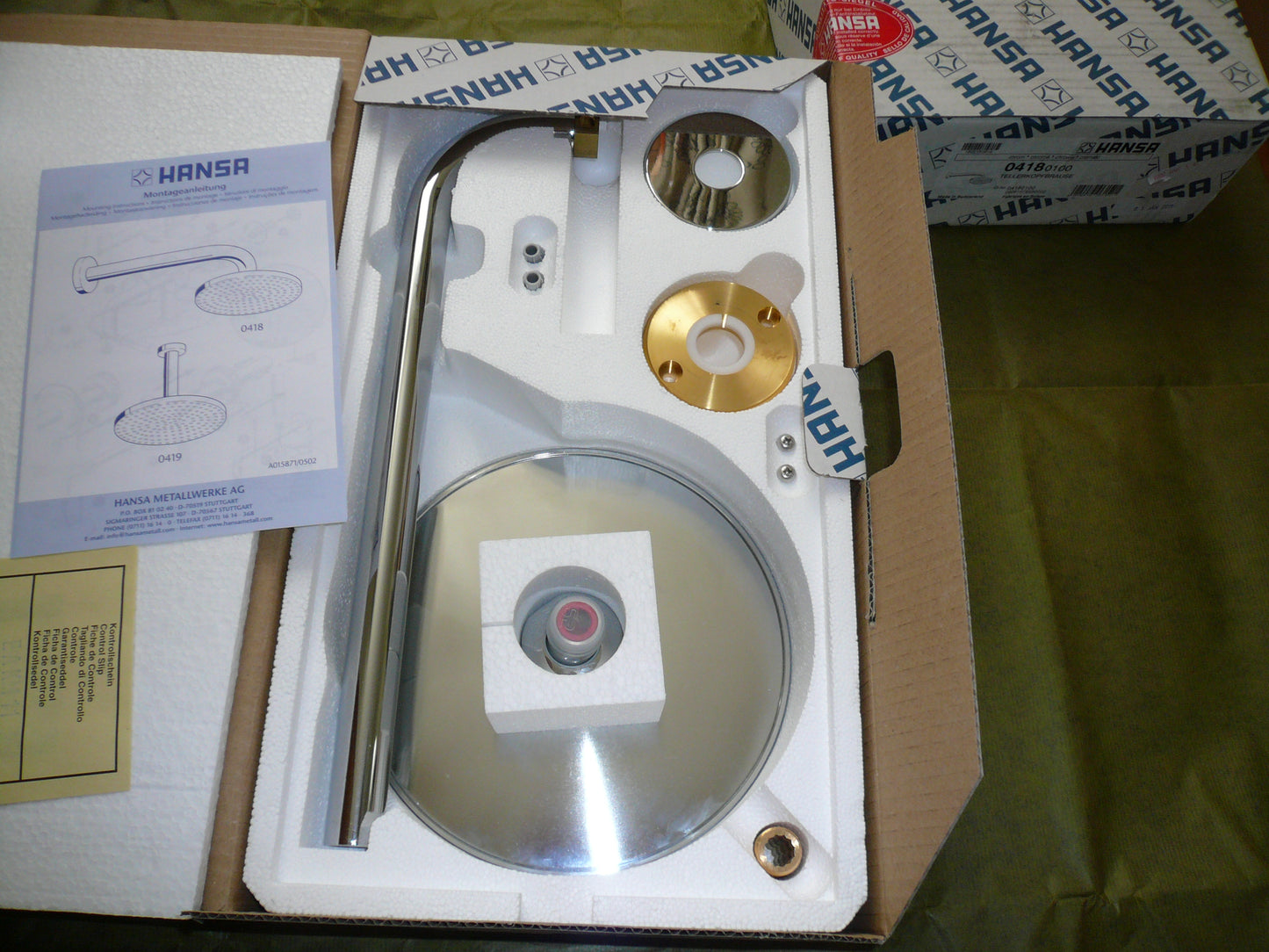 Hansa HANSARAIN 04180100 Swivel B.J Overhead Shower Ø220mm w/Shower Arm 400mm