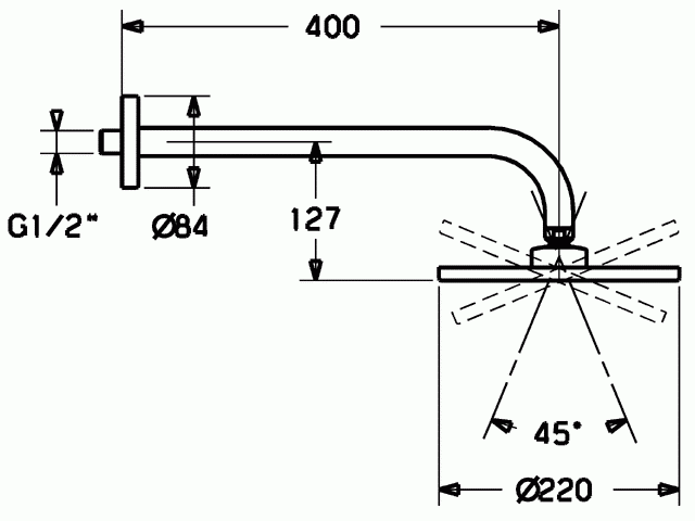 Hansa HANSARAIN 04180100 Swivel B.J Overhead Shower Ø220mm w/Shower Arm 400mm