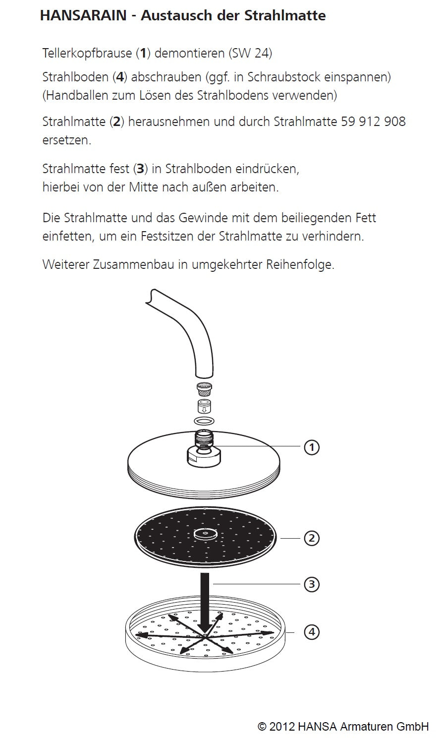 Hansa HANSARAIN 04180100 Swivel B.J Overhead Shower Ø220mm w/Shower Arm 400mm