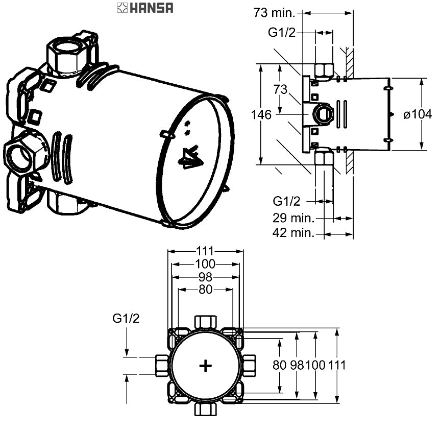 Hansa "Hansavarox" 40000000 Concealed Body for Bath & Shower Faucet