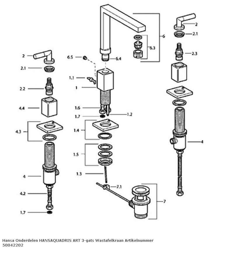 Hansa Hansaquadris-Art 50042202 2-Lever Hdls Basin Mixer w/Pop-up Waste Set. in Chrome Finish