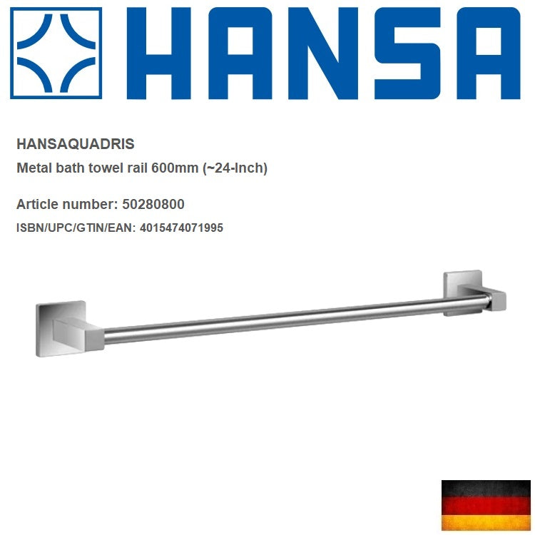 Hansa "HANSAQUADRIS" 50280800 metal bath towel holder 600mm(~24-Inch)