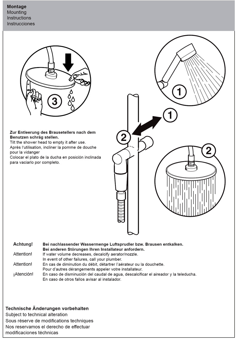 HANSAJET 51660100 Shower System for Direct Connection w/Rain Showerhead, Elbow, Handshower & S.Hose