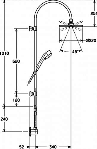 HANSAJET 51660100 Shower System for Direct Connection w/Rain Showerhead, Elbow, Handshower & S.Hose