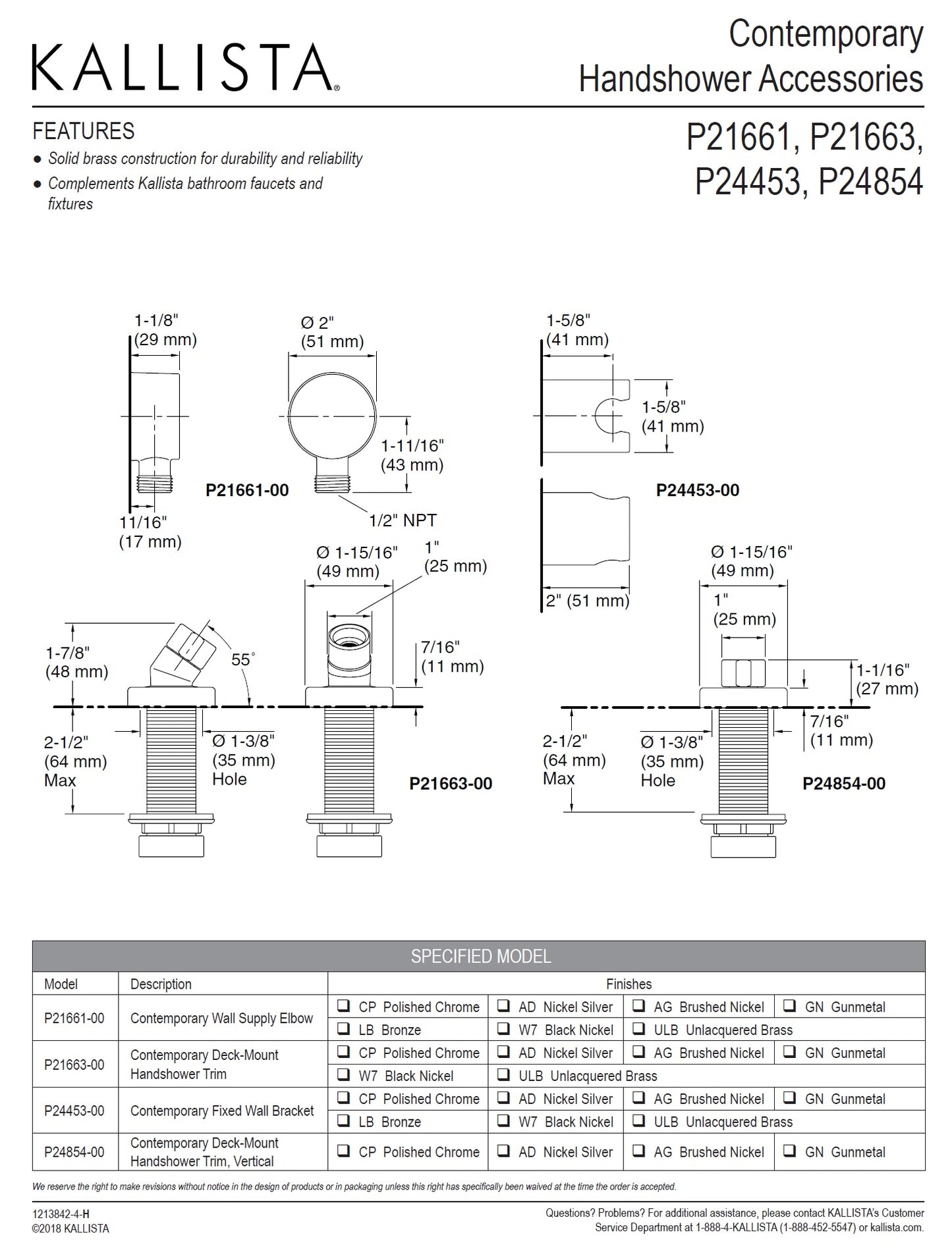 Kallista P21663-00-AG Bath/Deck-Mount Handshower Trim in Brushed Nickel