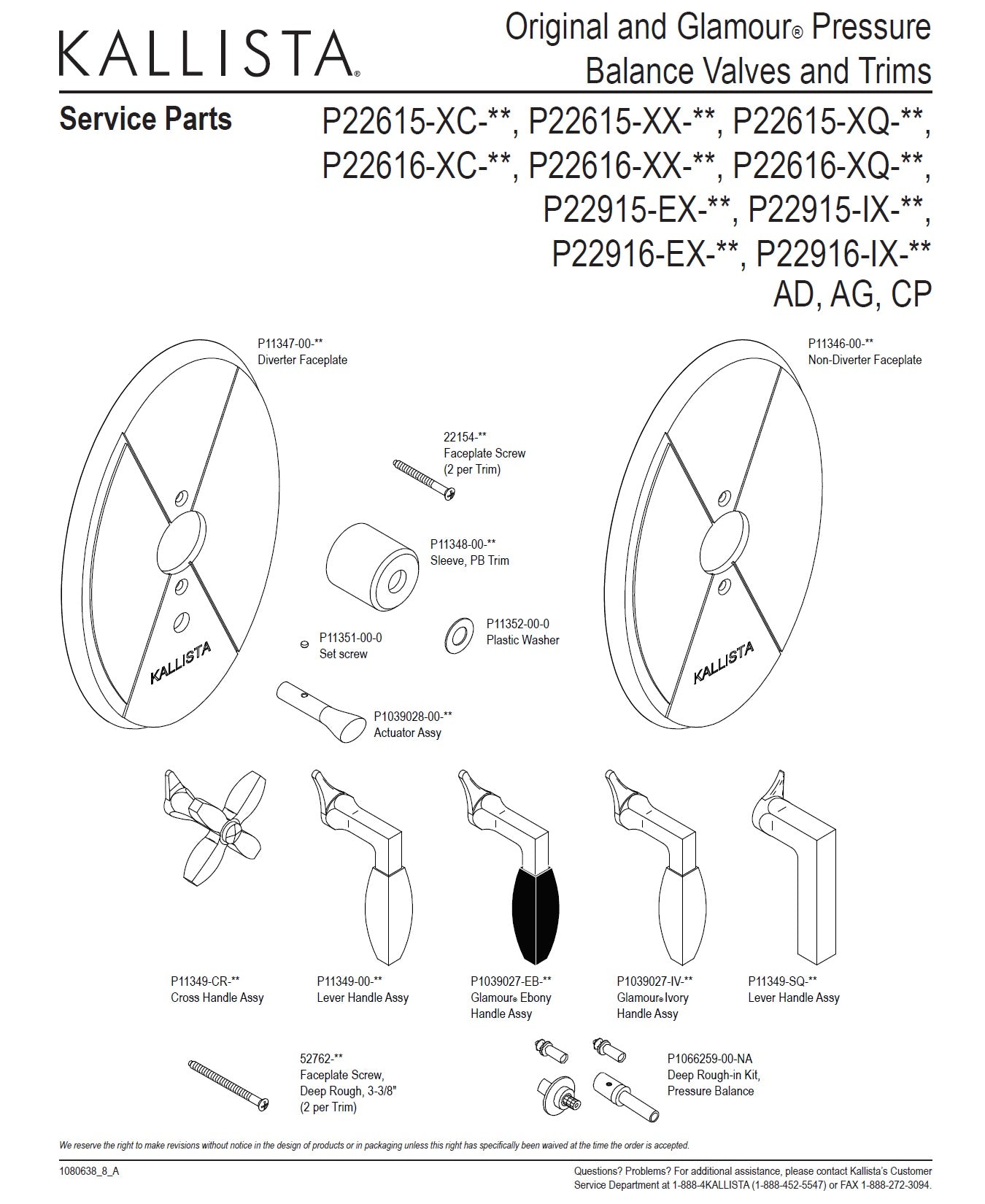 Kallista Barbara Barry P22616-XQ-CP WM P.B Valve Trim w/Diverter & Square Handle