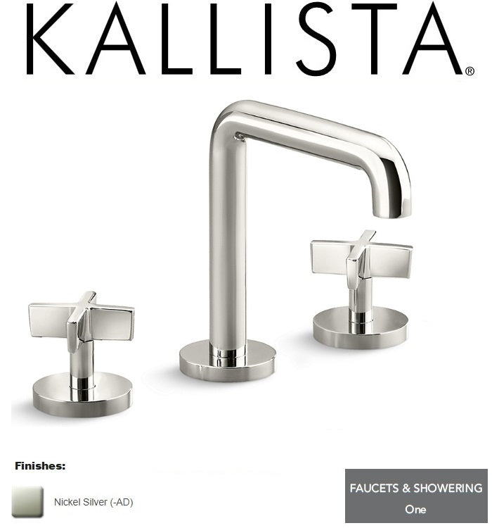 Kallista "One" P24402-CR-AD Tall Spout Cross Handles Basin Faucet Set w/Drain