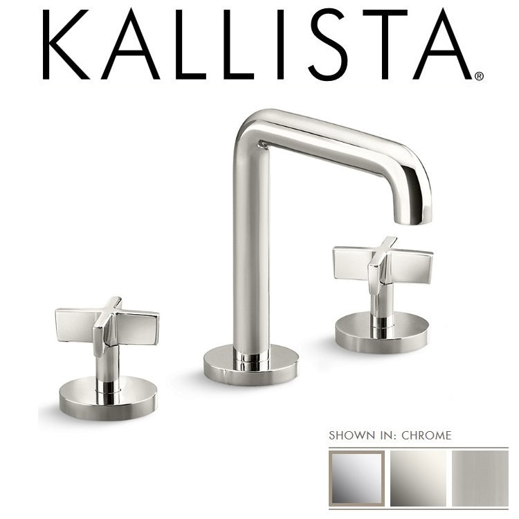 Kallista "ONE" P24402-CR-CP Tall Spout Cross Handles Basin Faucet Set w/Drain