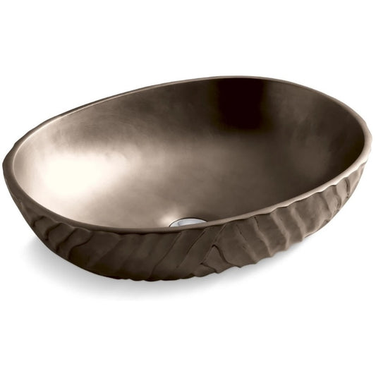 Kallista P72064-00-TBR Qing Liu by Robert Kuo Elliptical Decorative Hand-Cast Solid-Bronze Vessel