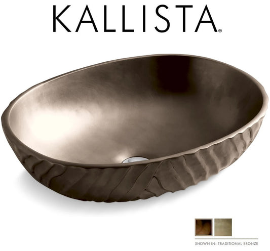 Kallista P72064-00-TBR Qing Liu by Robert Kuo Elliptical Decorative Hand-Cast Solid-Bronze Vessel