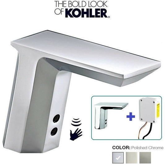 Kohler Touchless™ K-13471T-CP Geometric Sensor Faucet w/AC Power Unit+Touch-ActivatedDrain