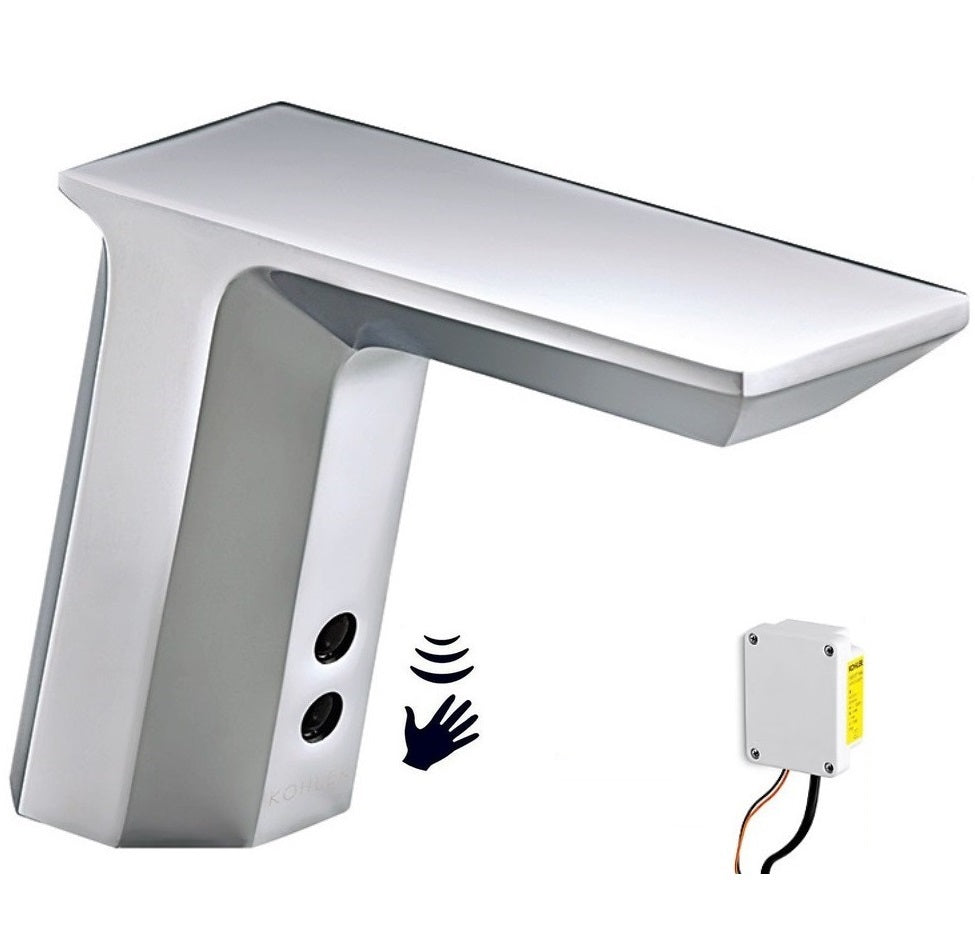 Kohler Touchless™ K-13471T-CP Geometric Sensor Faucet w/AC Power Unit+Touch-ActivatedDrain