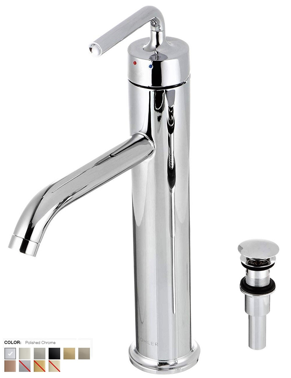 Kohler Purist K-14404T-4A-CP Single Lever Tall Lavatory Faucet w/Touch-Activated Drain