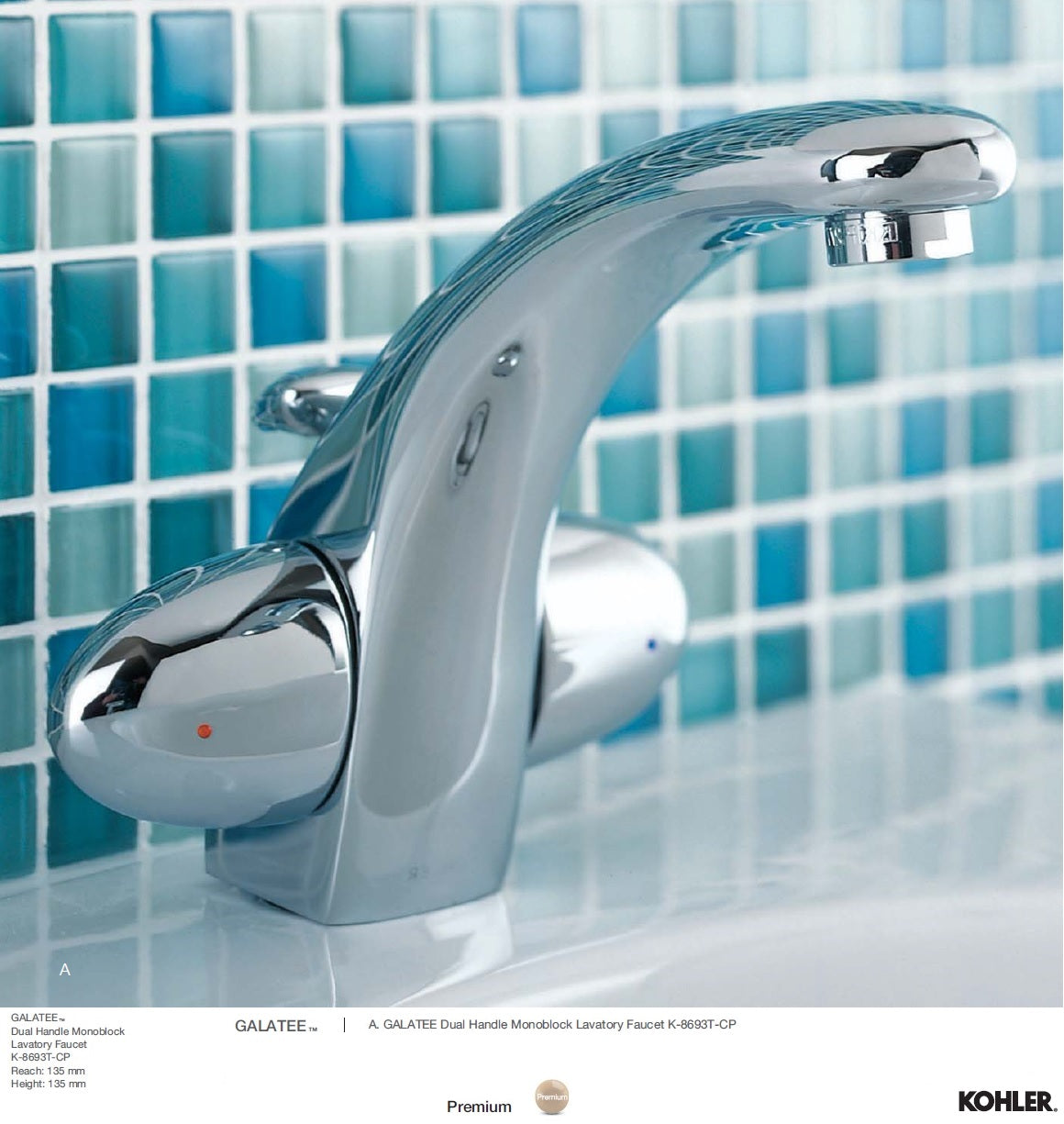 Kohler Galatée K-8693K-CP dual oval handles lavatory faucet w/pop-up drain. in Chrome Finish