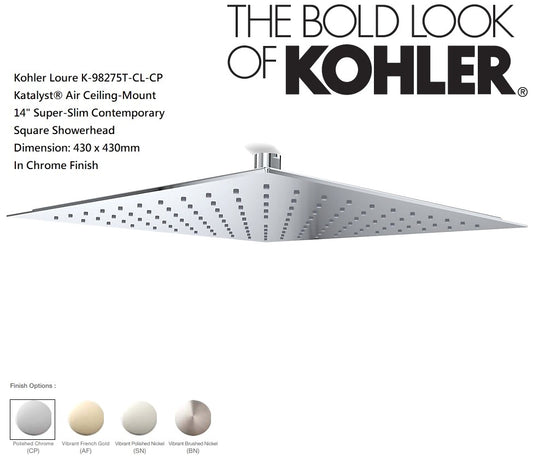 Kohler Loure K-98275T-CL-CP 14" Super-Slim Rainhead w/Katalyst air-induction technology